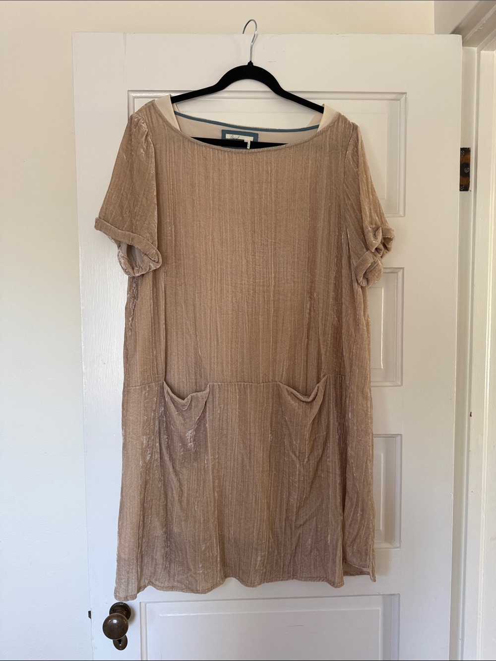 Floreat by Anthropologie Relaxed Short-Sleeve Shift Tunic in Light Taupe